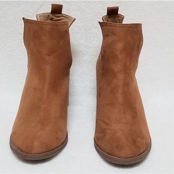 JOLIMALL Chesnut Brown Cut Out Heeled Booties 10 - Picture 4 of 13